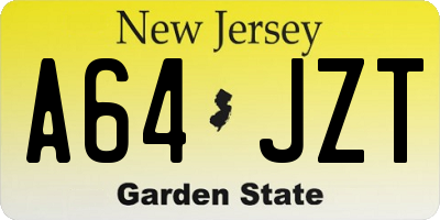 NJ license plate A64JZT
