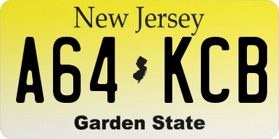 NJ license plate A64KCB