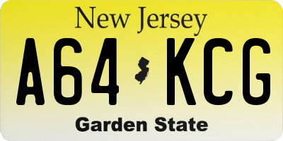 NJ license plate A64KCG