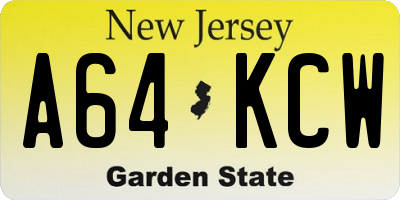 NJ license plate A64KCW