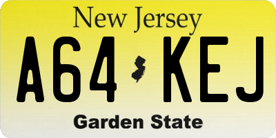 NJ license plate A64KEJ