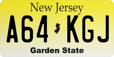 NJ license plate A64KGJ