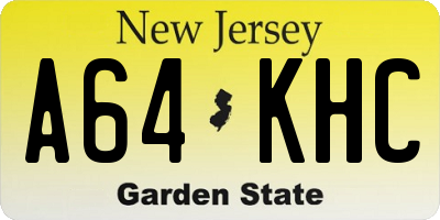 NJ license plate A64KHC