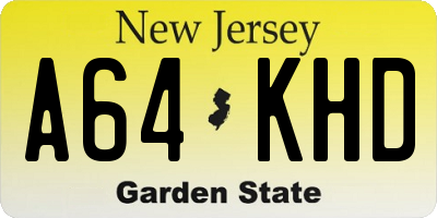 NJ license plate A64KHD
