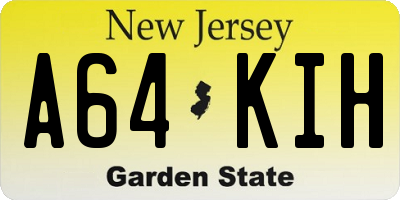 NJ license plate A64KIH