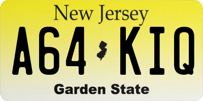 NJ license plate A64KIQ