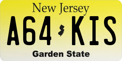 NJ license plate A64KIS