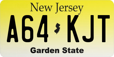 NJ license plate A64KJT