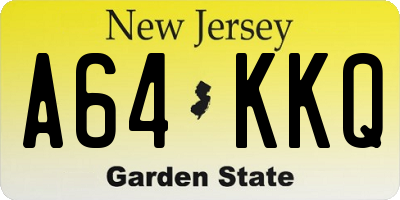 NJ license plate A64KKQ