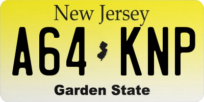 NJ license plate A64KNP