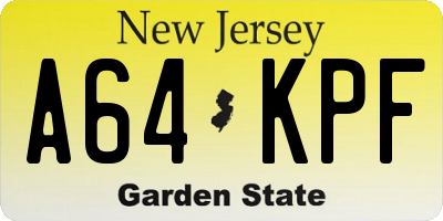 NJ license plate A64KPF