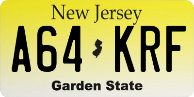 NJ license plate A64KRF
