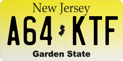 NJ license plate A64KTF