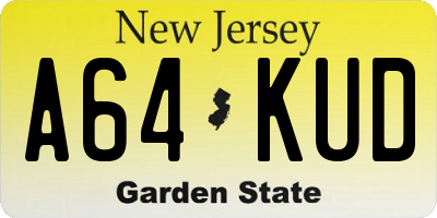 NJ license plate A64KUD