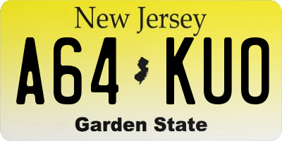 NJ license plate A64KUO
