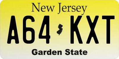 NJ license plate A64KXT