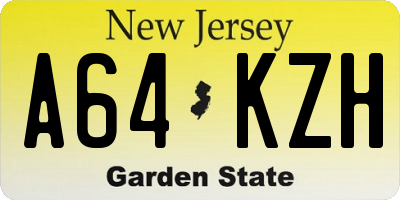 NJ license plate A64KZH