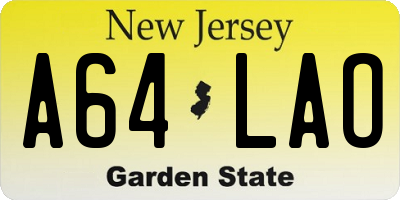 NJ license plate A64LAO