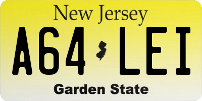 NJ license plate A64LEI