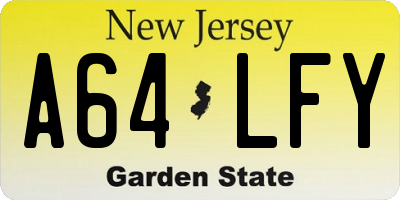 NJ license plate A64LFY