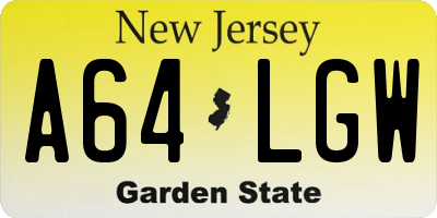 NJ license plate A64LGW
