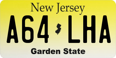 NJ license plate A64LHA