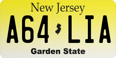 NJ license plate A64LIA