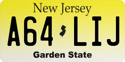 NJ license plate A64LIJ