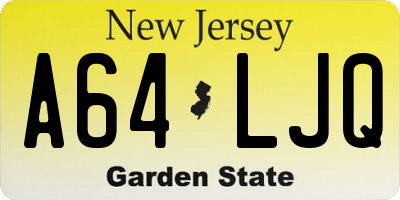 NJ license plate A64LJQ