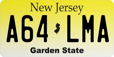 NJ license plate A64LMA
