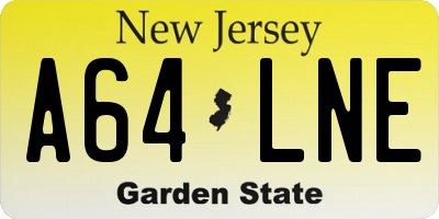 NJ license plate A64LNE