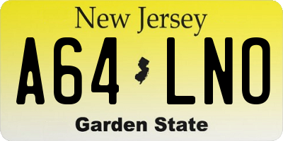 NJ license plate A64LNO