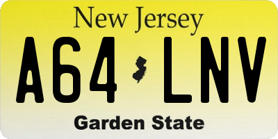 NJ license plate A64LNV