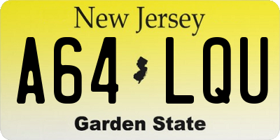 NJ license plate A64LQU