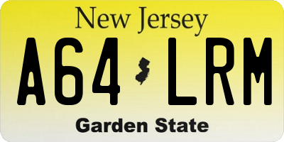 NJ license plate A64LRM