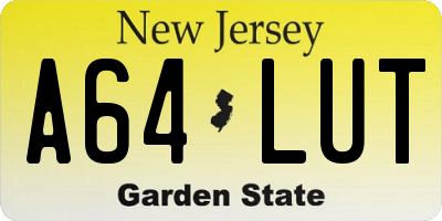 NJ license plate A64LUT