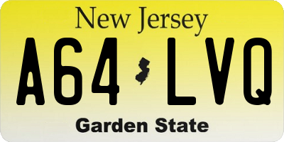 NJ license plate A64LVQ
