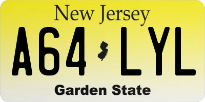 NJ license plate A64LYL