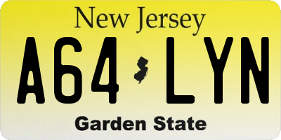 NJ license plate A64LYN