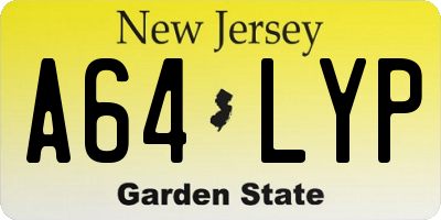 NJ license plate A64LYP