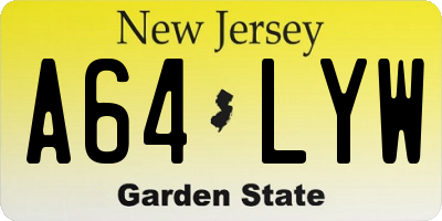 NJ license plate A64LYW