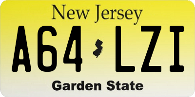 NJ license plate A64LZI