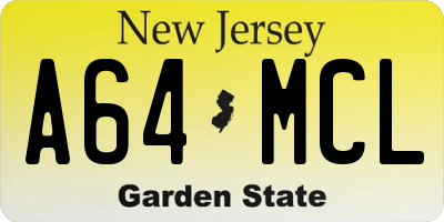 NJ license plate A64MCL