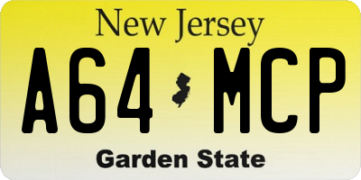 NJ license plate A64MCP