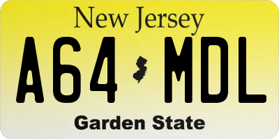 NJ license plate A64MDL
