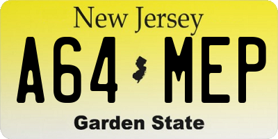 NJ license plate A64MEP