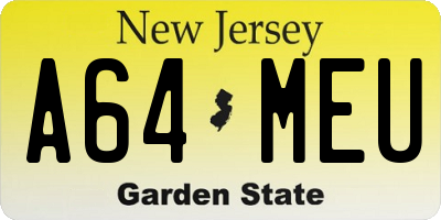 NJ license plate A64MEU