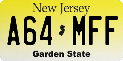 NJ license plate A64MFF