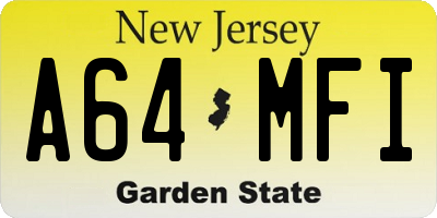 NJ license plate A64MFI