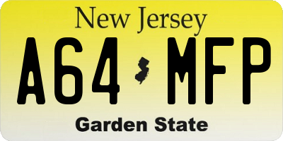 NJ license plate A64MFP